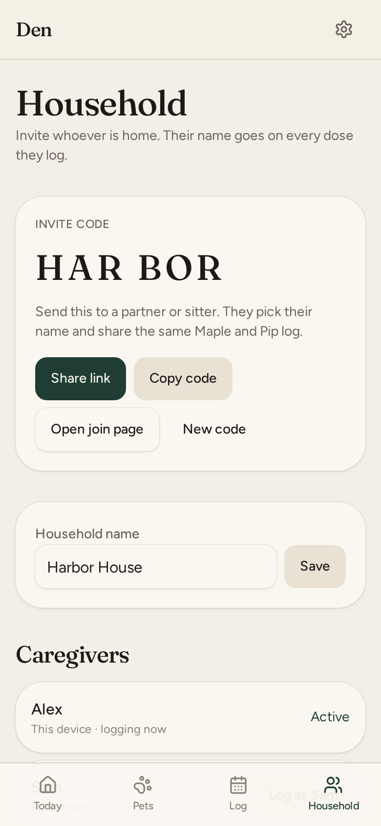 Household invite